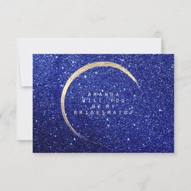 Werden Sie meine Bridesmaid Gold Glitzer Blue Navy Einladung (Vorderseite)