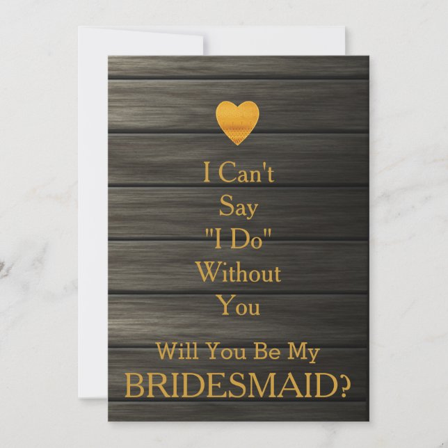 Werden Sie meine Bridesmaid Gold Heart GlitterWood Einladung (Vorderseite)