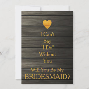 Werden Sie meine Bridesmaid Gold Heart GlitterWood Einladung