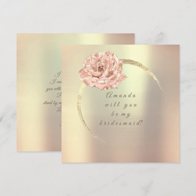 Werden Sie meine Bridesmaid Gold Rose Peach Coral Einladung (Vorne/Hinten)