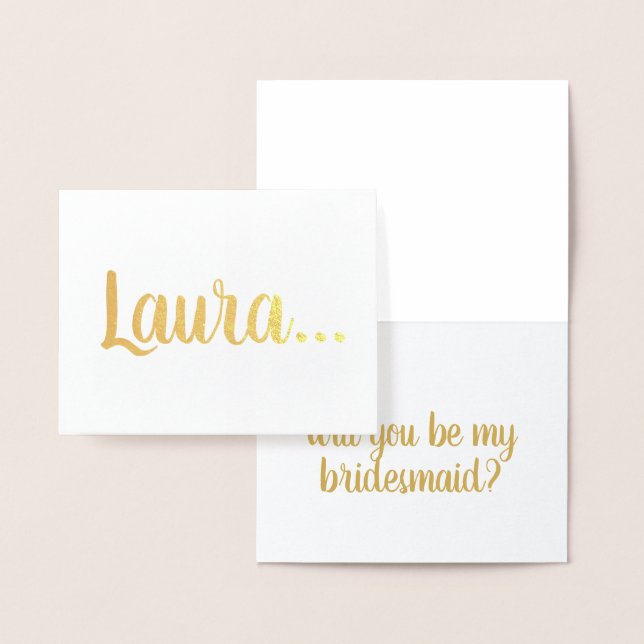 Werden Sie meine Bridesmaid GOLD SILVER Typografie Folienkarte (Anzeige)