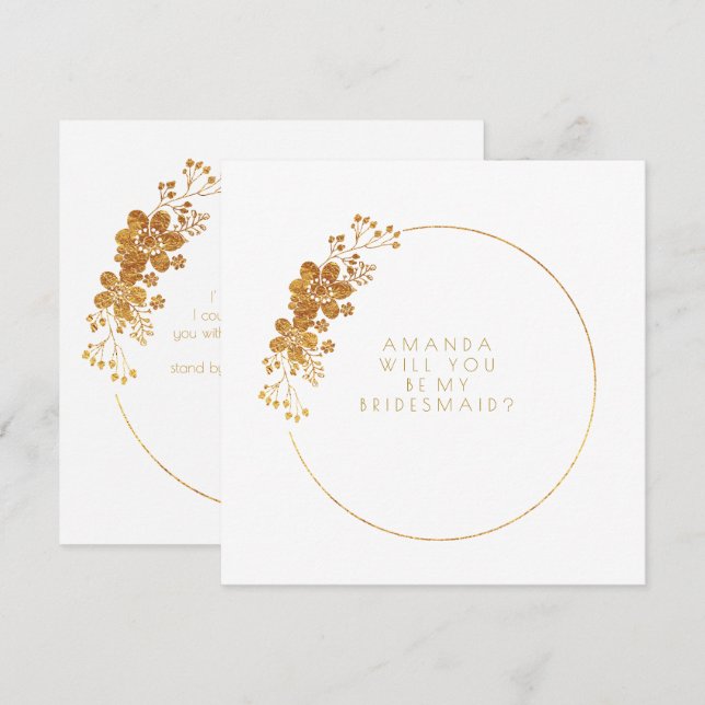 Werden Sie meine Bridesmaid Gold White Vip? Einladung (Vorne/Hinten)