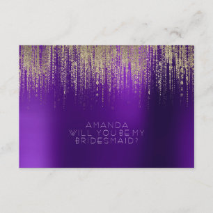 Werden Sie meine Bridesmaid Golden Rain Lila Plati Einladung