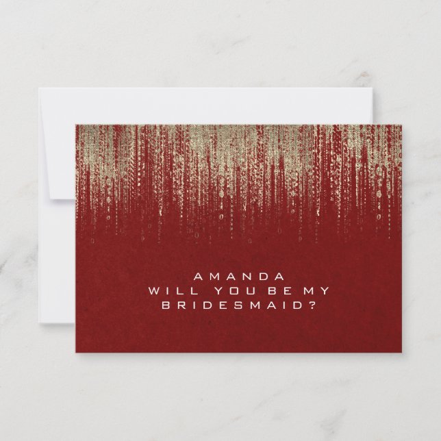 Werden Sie meine Bridesmaid Golden Red Kraft sein? Einladung (Vorderseite)