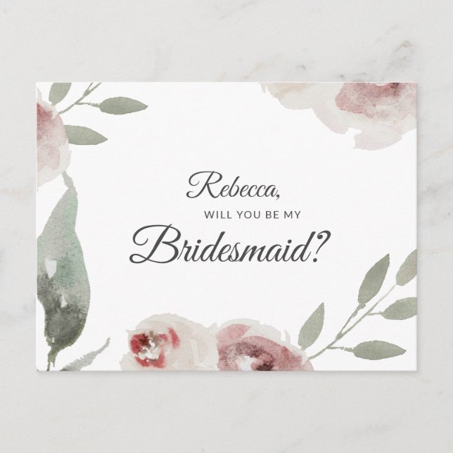 Werden Sie meine Bridesmaid-Grüne Eukalyptus sein? Ankündigungspostkarte (Vorderseite)