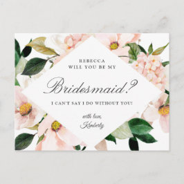 Werden Sie meine Bridesmaid Hydrangea Blush Floral Einladungspostkarte