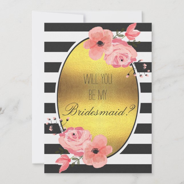 Werden Sie meine Bridesmaid-Imitats Gold Foil-Blum Einladung (Vorderseite)