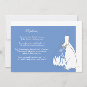 Werden Sie meine Bridesmaid-Karte blau/weiß Einladung