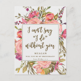 Werden Sie meine Bridesmaid-Karte boho floral Einladungspostkarte