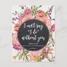 Werden Sie meine Bridesmaid-Karte boho floral Einladungspostkarte