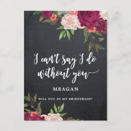 Werden Sie meine Bridesmaid-Karte boho floral Einladungspostkarte