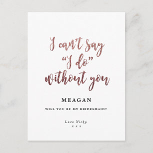 Werden Sie meine Bridesmaid-Karte boho Rose Gold Einladungspostkarte