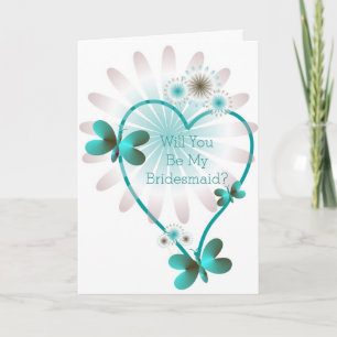 Werden Sie meine Bridesmaid-Karte Butterfly-Herzen Einladung