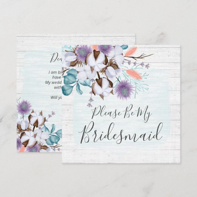 Werden Sie meine Bridesmaid-Karte für rustikale Ho Einladung (Vorne/Hinten)