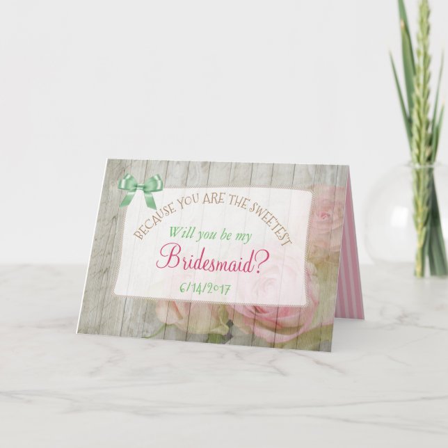 Werden Sie meine Bridesmaid-Karte für rustikales H Einladung (Vorderseite)