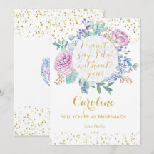 Werden Sie meine Bridesmaid-Karte Gold Glitzer flo
