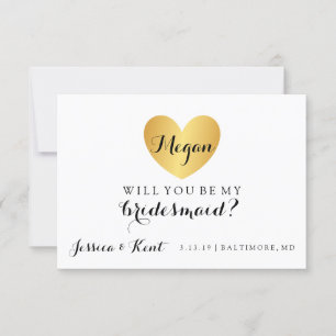 Werden Sie meine Bridesmaid-Karte - GoldenHeart's Einladung