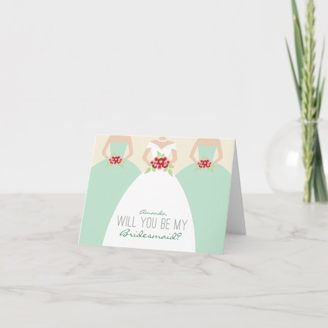Werden Sie meine Bridesmaid-Karte (Minzgrün)? Einladung (Vorderseite)