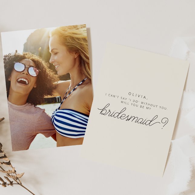 Werden Sie meine Bridesmaid-Karte mit dem Foto zur Einladung (Von Creator hochgeladen)