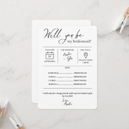 Werden Sie meine Bridesmaid-Karte mit Einzelheiten Einladung