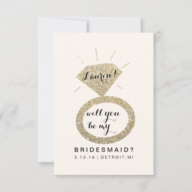 Werden Sie meine Bridesmaid-Karte sein - Glit Diam Einladung (Vorderseite)