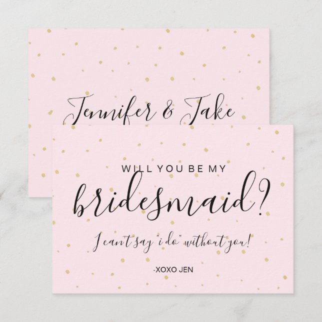 Werden Sie meine Bridesmaid-Karte sein - Gold Punk Einladung (Vorne/Hinten)