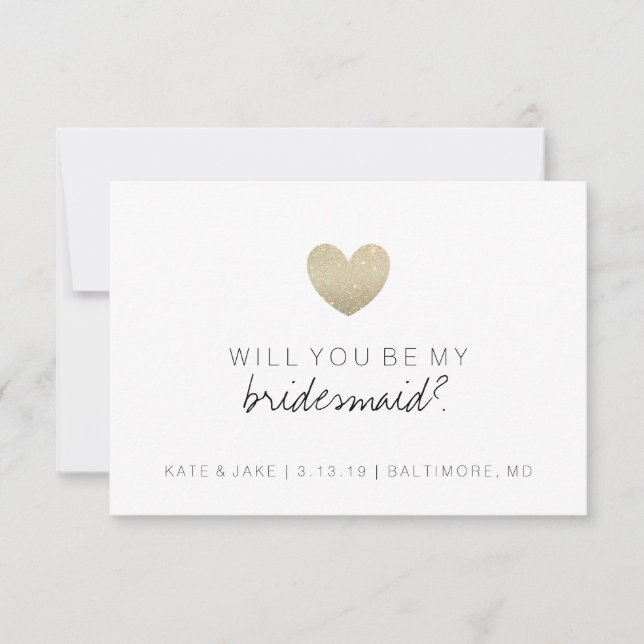 Werden Sie meine Bridesmaid-Karte sein - Herz Einladung (Vorderseite)