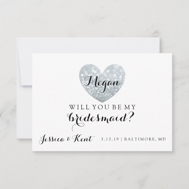 Werden Sie meine Bridesmaid-Karte sein - Herz-Fab- Einladung (Vorderseite)