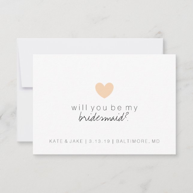 Werden Sie meine Bridesmaid-Karte sein - Herz Peac Einladung (Vorderseite)