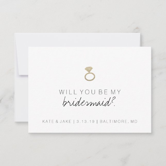 Werden Sie meine Bridesmaid-Karte sein - Ring Einladung (Vorderseite)