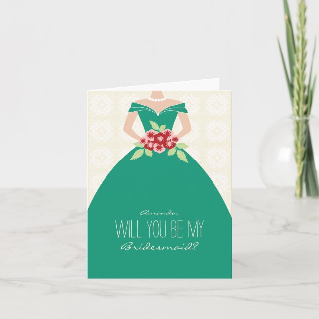 Werden Sie meine Bridesmaid-Karte (smaragdgrün)? Einladung (Vorderseite)