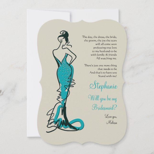 Werden Sie meine Bridesmaid-Karten sein (Aquamarin Einladung (Vorderseite)