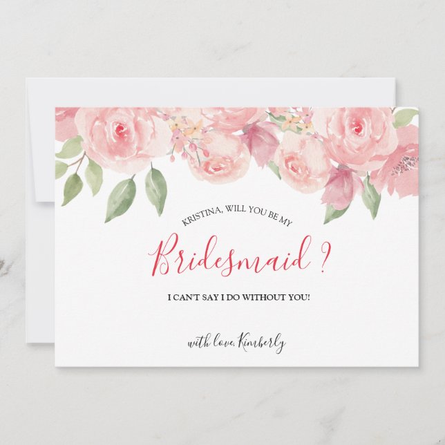 Werden Sie meine Bridesmaid Koralle Peach Blush Fl Einladung (Vorderseite)