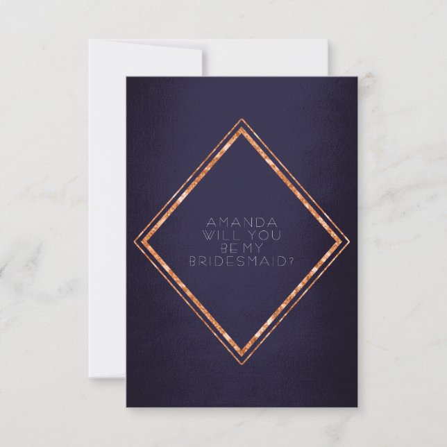 Werden Sie meine Bridesmaid Kupfer Diamond Glam Na Einladung (Vorderseite)