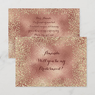 Werden Sie meine Bridesmaid Kupfer RoseGold Confet Einladung