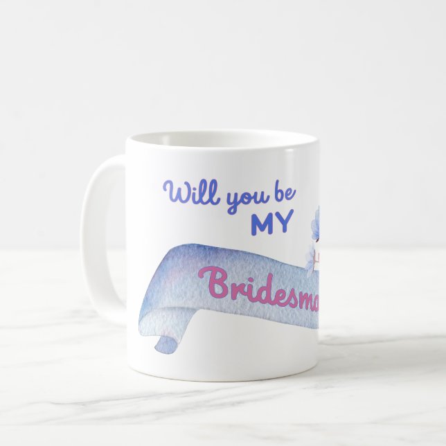 Werden Sie meine Bridesmaid mit Blume sein? Kaffeetasse (Vorderseite Links)