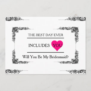 Werden Sie meine Bridesmaid mit rosa Herz sein? Einladung
