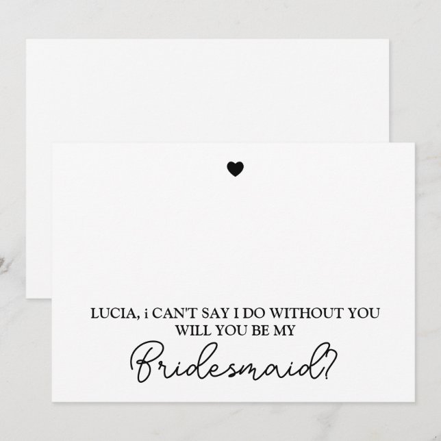 Werden Sie meine Bridesmaid Modern Vorschlag Card  Einladung (Vorne/Hinten)