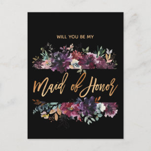 Werden Sie meine Bridesmaid MOH Burgundy Marsala Einladungspostkarte
