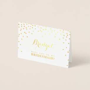WERDEN SIE MEINE BRIDESMAID-Namen Konfetti-Flecken Folienkarte