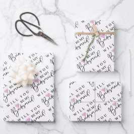 Werden Sie meine Bridesmaid-Papierblätter sein? Geschenkpapier Set