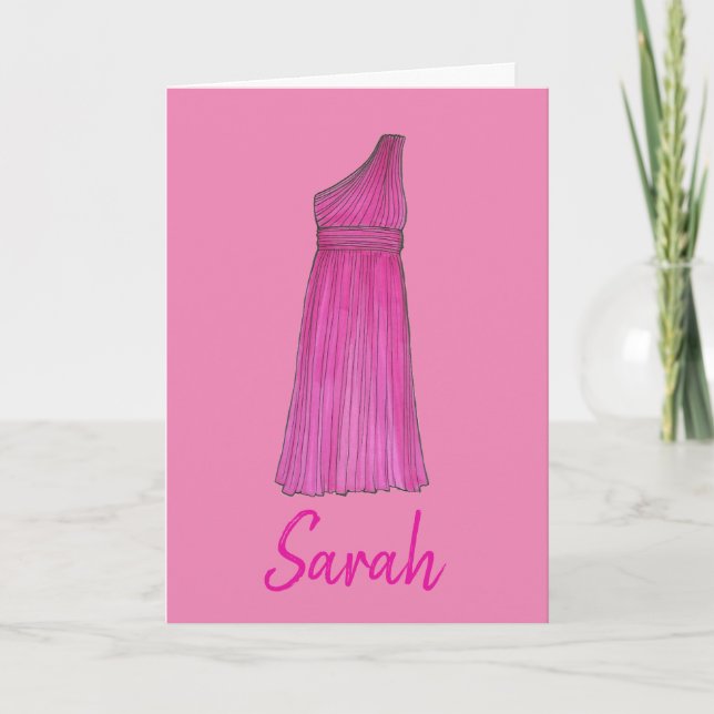 Werden Sie meine Bridesmaid Pink Dress Wedding Car Einladung (Vorderseite)