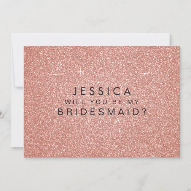 Werden Sie meine Bridesmaid Pink Gold Glitzer Card Einladung (Vorderseite)