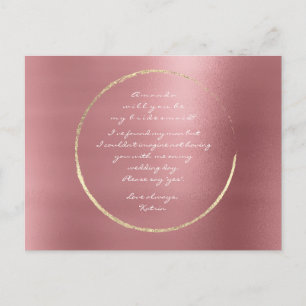 Werden Sie meine Bridesmaid Rose Gold Circle Red B Einladungspostkarte