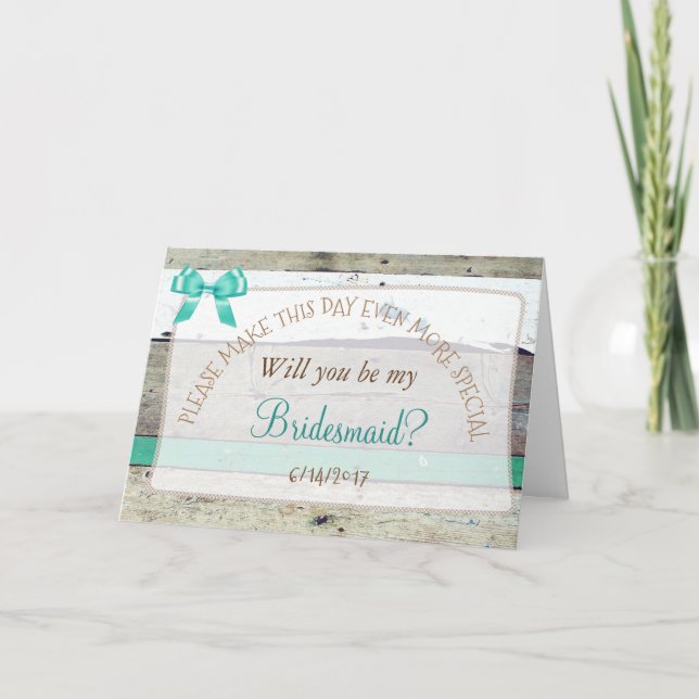 Werden Sie meine Bridesmaid Rustic Wood Card sein? Einladung (Vorderseite)