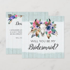Werden Sie meine Bridesmaid-Rustikal-Blumen-Schäde Einladung