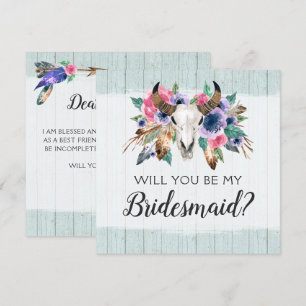 Werden Sie meine Bridesmaid-Rustikal-Blumen-Schäde Einladung