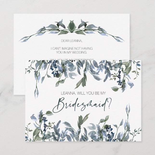 Werden Sie meine Bridesmaid Sage Silver Green Flor (Vorne/Hinten)