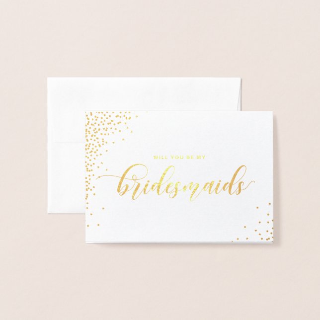 Werden Sie meine Bridesmaid Script Gold Foil Card? Folienkarte (Vorderseite mit Umschlag)