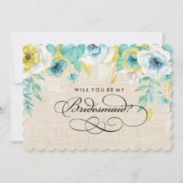 Werden Sie meine Bridesmaid sein? Aquarellblume Einladung